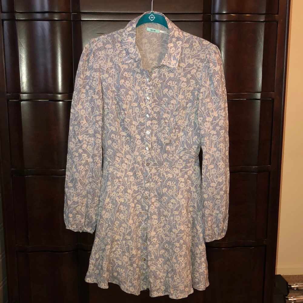 Long Sleeve, Floral, Lightweight Mini Skater Dress